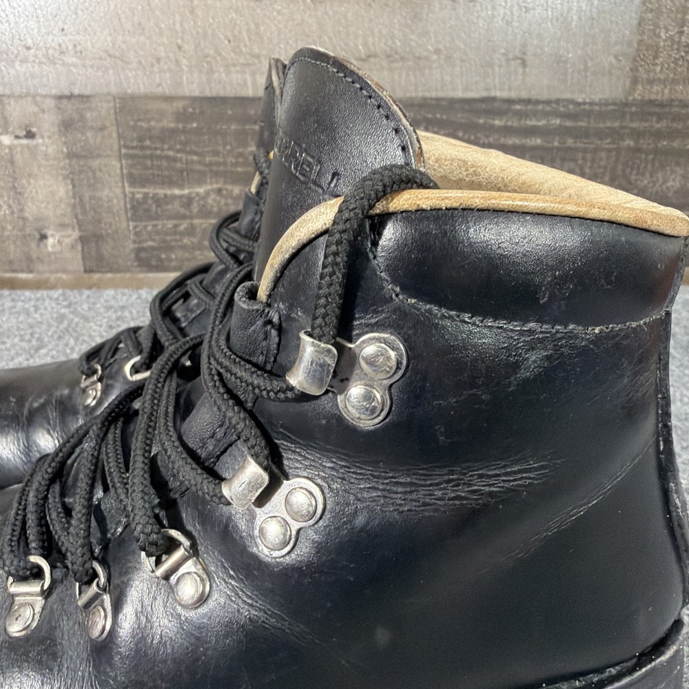 Merrell Wilderness Black Leather Hiking Boots Womens 7 M Vintage Made In Italy - Picture 6 of 15